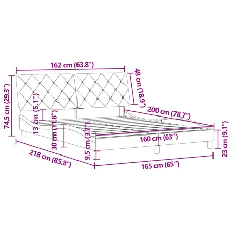Cadre de lit sans matelas rose 160x200 cm velours