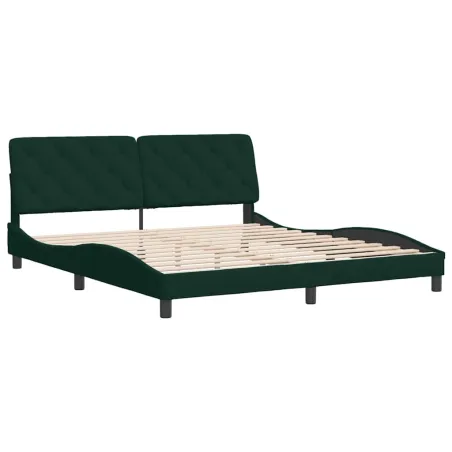 Cadre de lit sans matelas vert foncé 180x200 cm velours