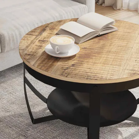 Table basse Ø68x43 cm Bois de manguier brut