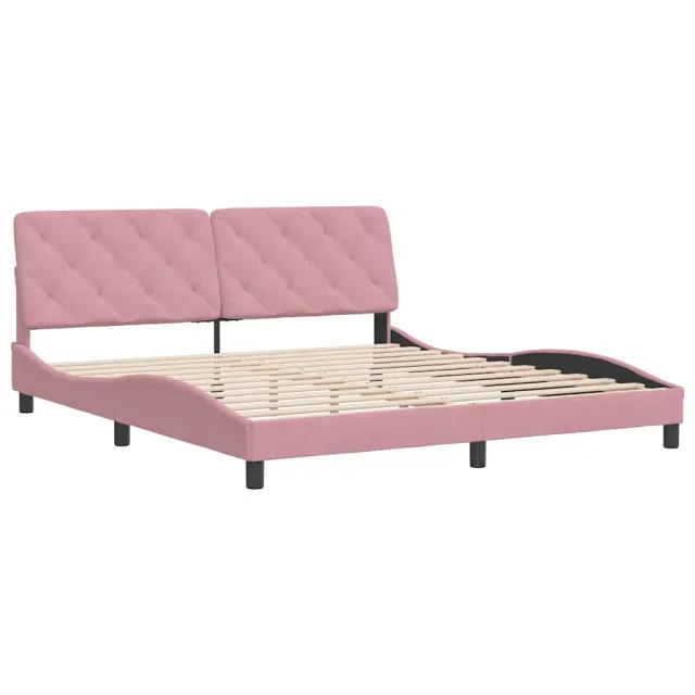 Cadre de lit sans matelas rose 180x200 cm velours