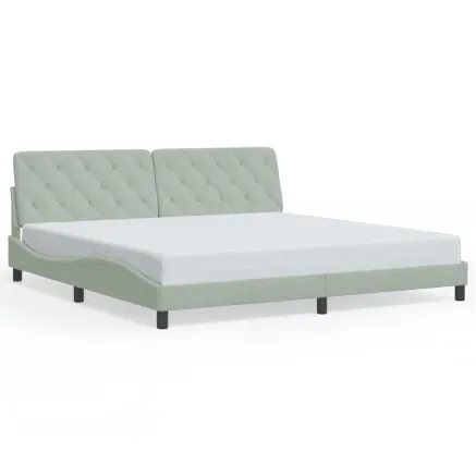 Cadre de lit sans matelas gris clair 200x200 cm velours 2