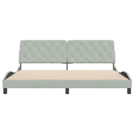 Cadre de lit sans matelas gris clair 200x200 cm velours
