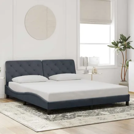 Cadre de lit sans matelas gris foncé 200x200 cm velours