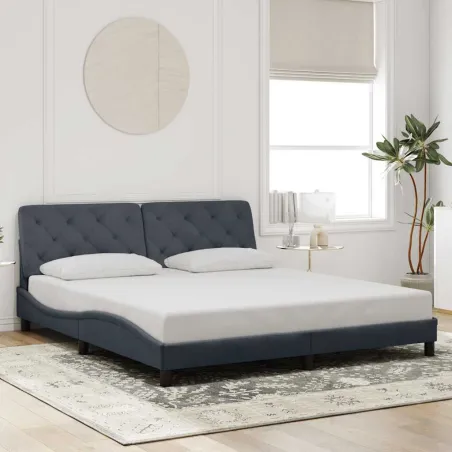 Cadre de lit sans matelas gris foncé 200x200 cm velours