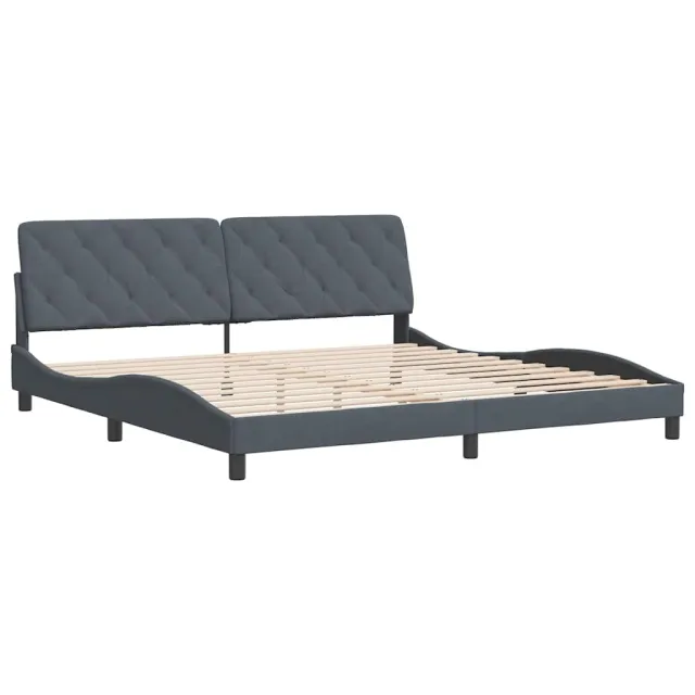 Cadre de lit sans matelas gris foncé 200x200 cm velours