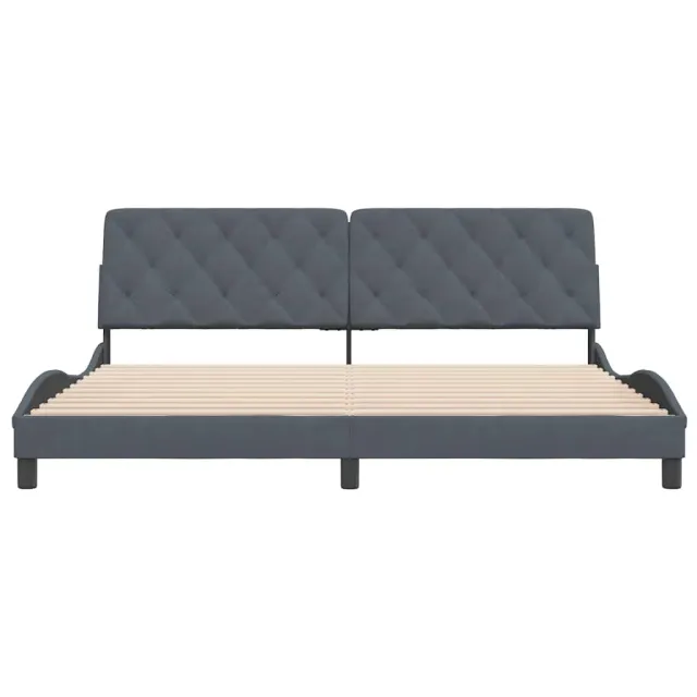 Cadre de lit sans matelas gris foncé 200x200 cm velours
