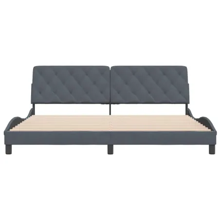 Cadre de lit sans matelas gris foncé 200x200 cm velours