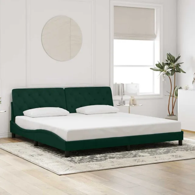 Cadre de lit sans matelas vert foncé 200x200 cm velours