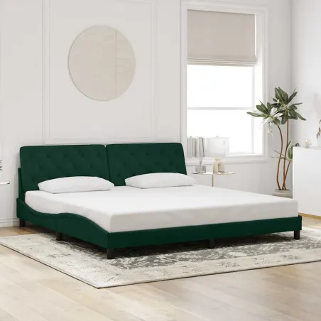 Cadre de lit sans matelas vert foncé 200x200 cm velours