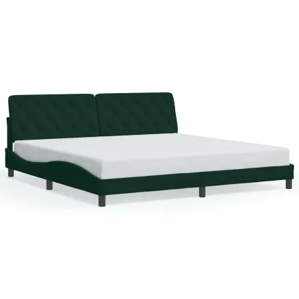 Cadre de lit sans matelas vert foncé 200x200 cm velours 2