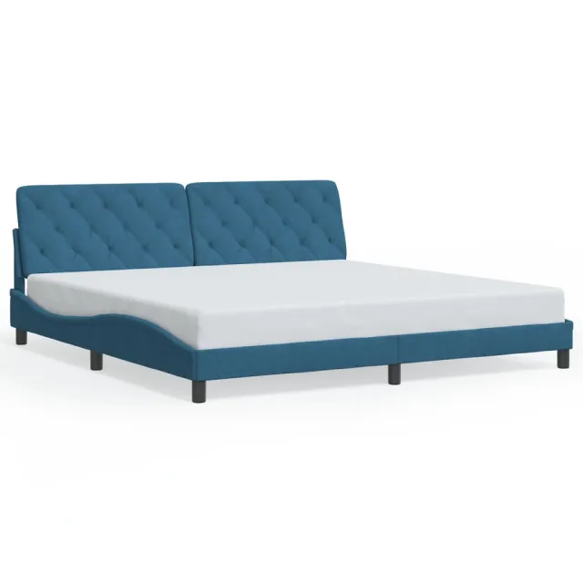 Cadre de lit sans matelas bleu 200x200 cm velours