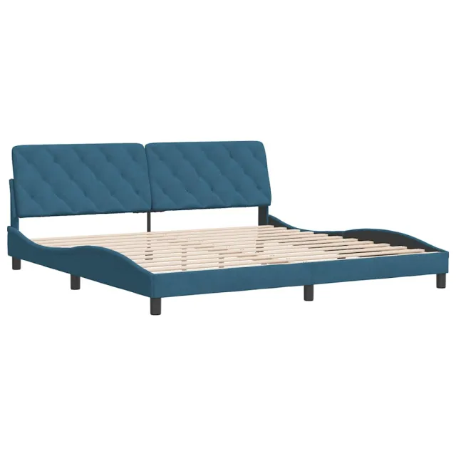 Cadre de lit sans matelas bleu 200x200 cm velours