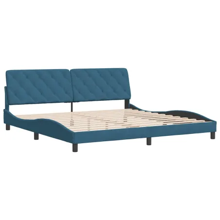 Cadre de lit sans matelas bleu 200x200 cm velours