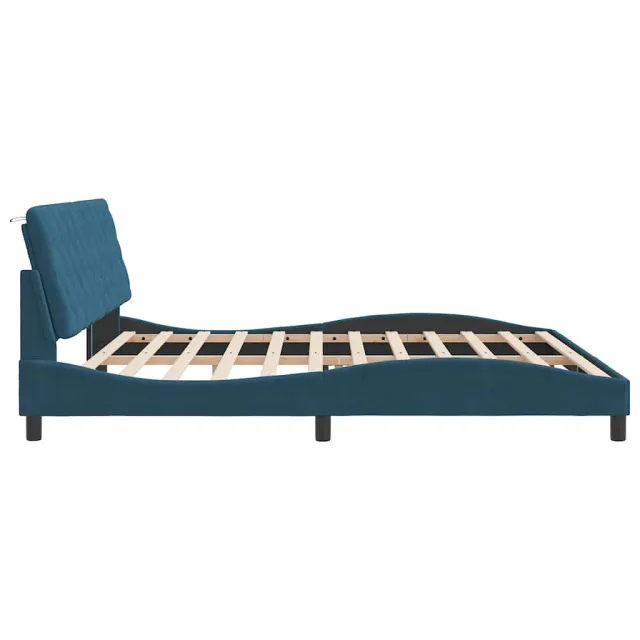 Cadre de lit sans matelas bleu 200x200 cm velours