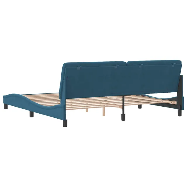 Cadre de lit sans matelas bleu 200x200 cm velours