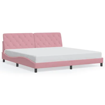 Cadre de lit sans matelas rose 200x200 cm velours 2