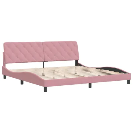 Cadre de lit sans matelas rose 200x200 cm velours