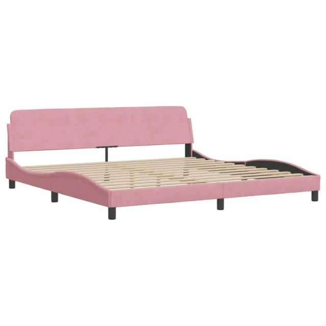 Cadre de lit sans matelas rose 200x200 cm velours