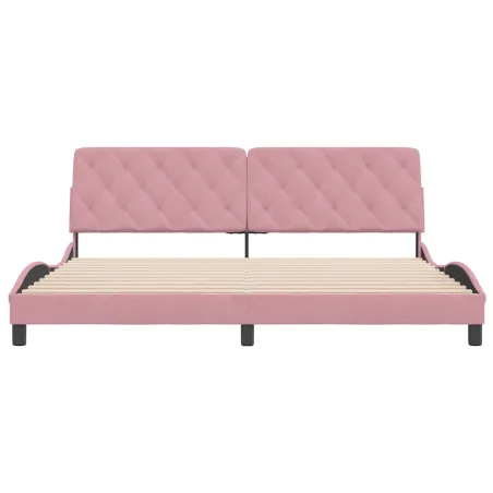 Cadre de lit sans matelas rose 200x200 cm velours