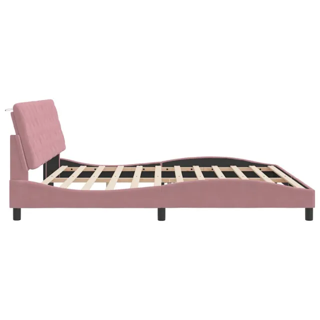 Cadre de lit sans matelas rose 200x200 cm velours