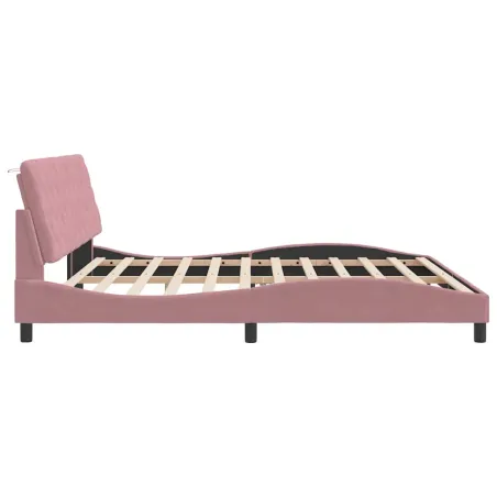 Cadre de lit sans matelas rose 200x200 cm velours