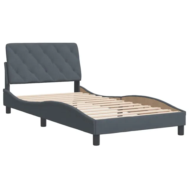 Cadre de lit sans matelas gris foncé 100x203 cm velours