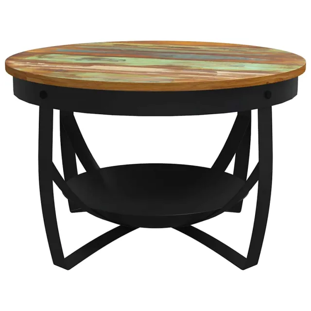 Table basse Ø68x43 cm Bois de récupération massif