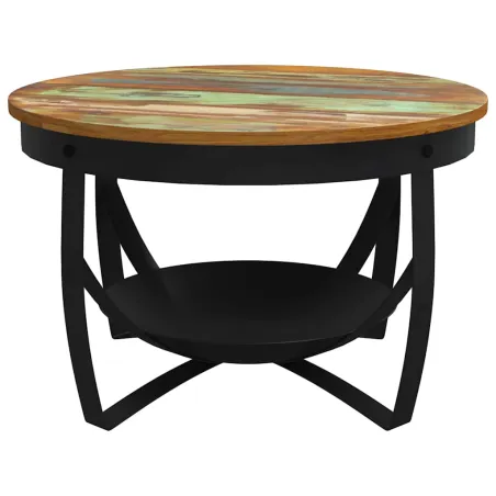 Table basse Ø68x43 cm Bois de récupération massif