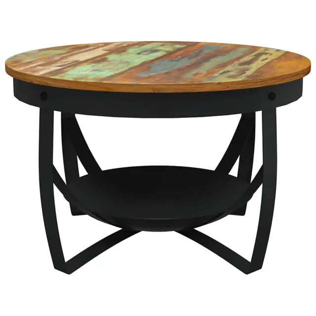 Table basse Ø68x43 cm Bois de récupération massif