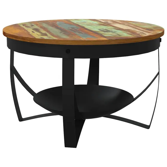 Table basse Ø68x43 cm Bois de récupération massif