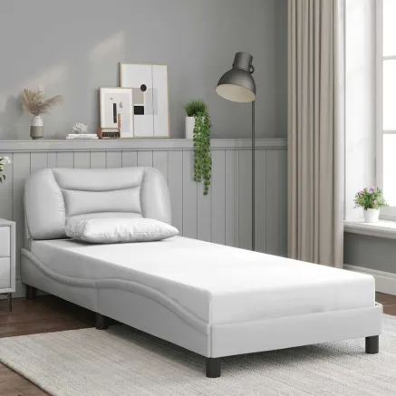 Cadre de lit sans matelas Hvar blanc 80x200 cm similicuir