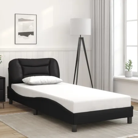 Cadre de lit sans matelas Hvar noir 90x190 cm similicuir