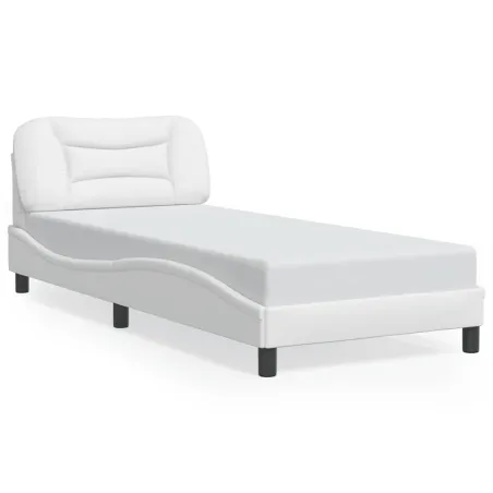 Cadre de lit sans matelas Hvar blanc 90x190 cm similicuir