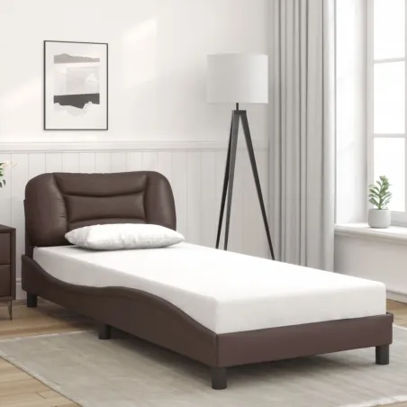 Cadre de lit sans matelas Hvar marron 90x190 cm similicuir