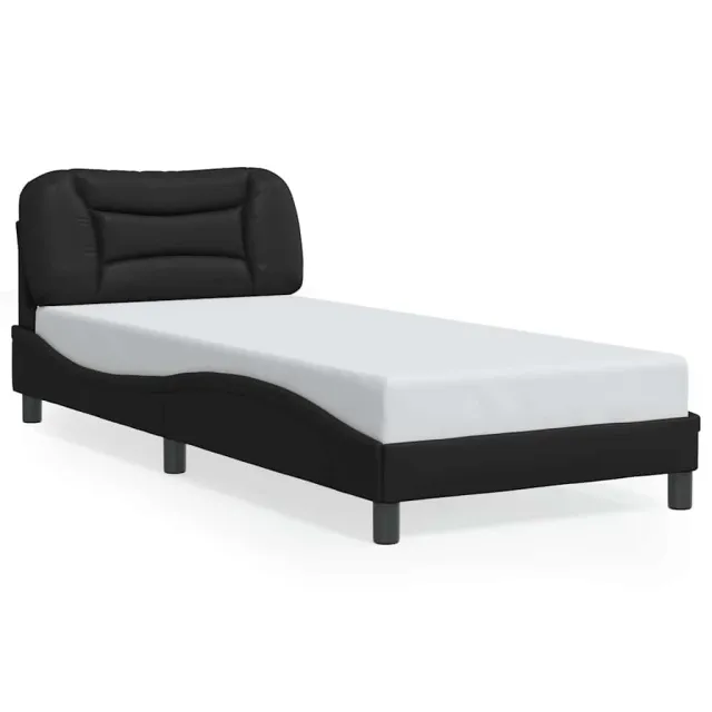 Cadre de lit sans matelas Hvar noir 90x200 cm similicuir