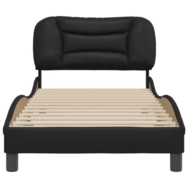 Cadre de lit sans matelas Hvar noir 90x200 cm similicuir