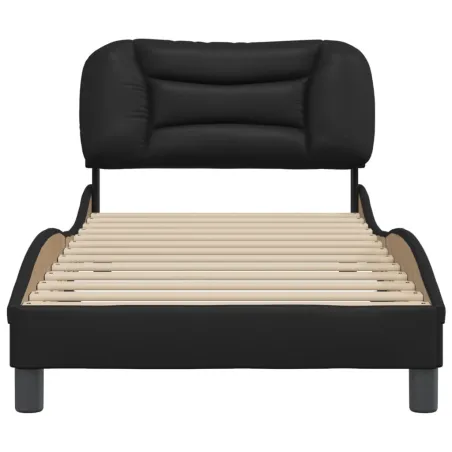 Cadre de lit sans matelas Hvar noir 90x200 cm similicuir