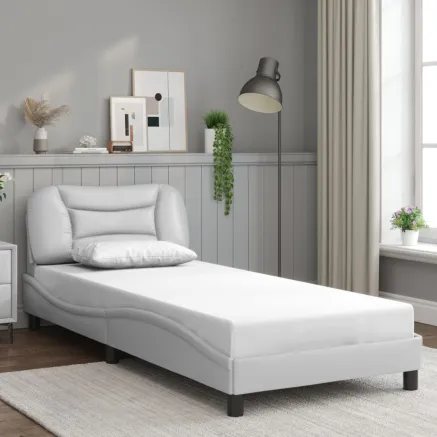 Cadre de lit sans matelas Hvar blanc 90x200 cm similicuir