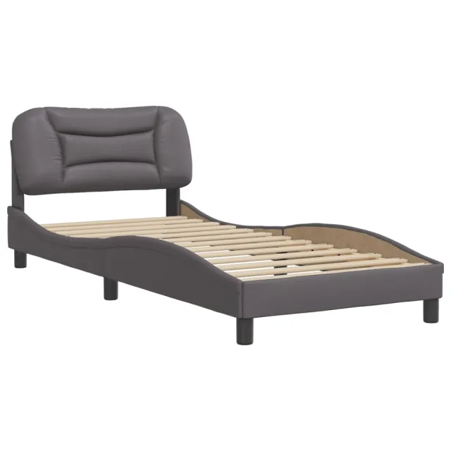 Cadre de lit sans matelas Hvar gris 90x200 cm similicuir
