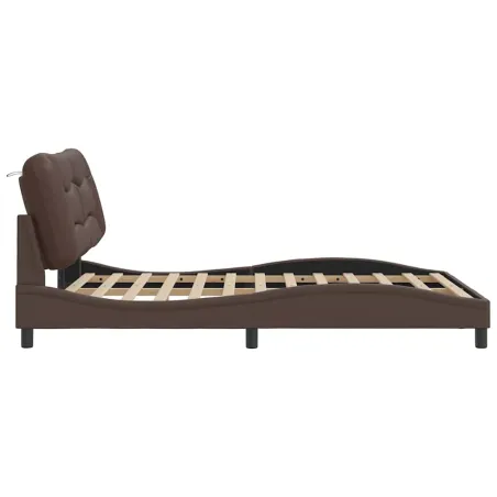 Cadre de lit sans matelas Hvar marron 140x190 cm similicuir