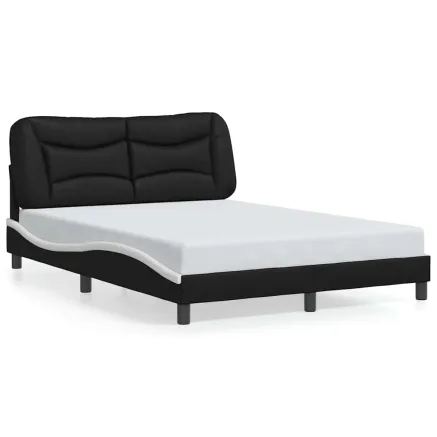 Cadre de lit sans matelas Hvar noir et blanc 140x190 cm similicuir 2