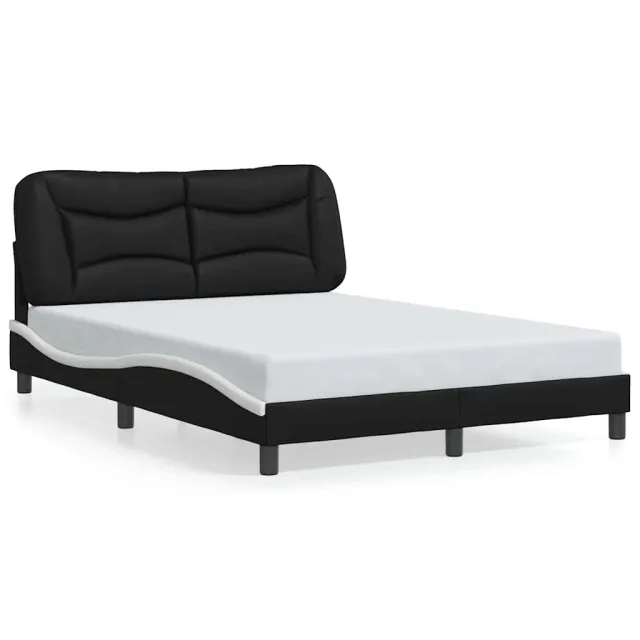 Cadre de lit sans matelas Hvar noir et blanc 140x190 cm similicuir
