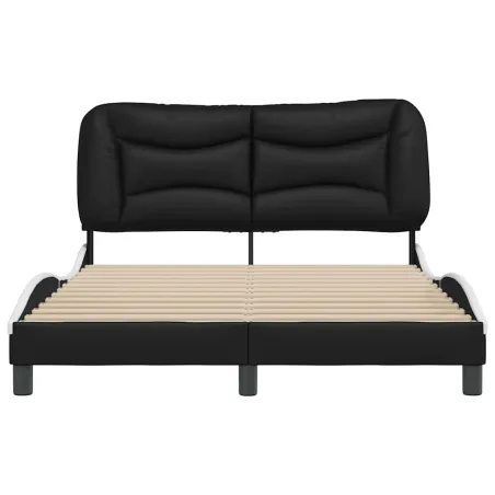 Cadre de lit sans matelas Hvar noir et blanc 140x190 cm similicuir