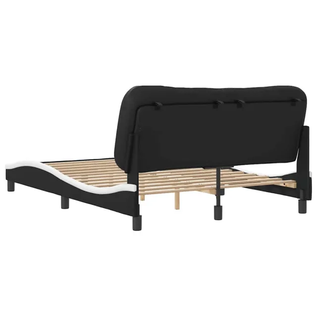 Cadre de lit sans matelas Hvar noir et blanc 140x190 cm similicuir