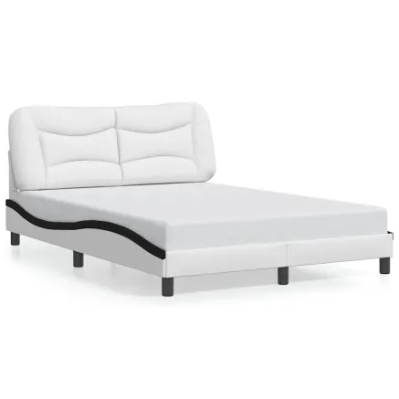 Cadre de lit sans matelas Hvar blanc et noir 140x190 cm similicuir 2