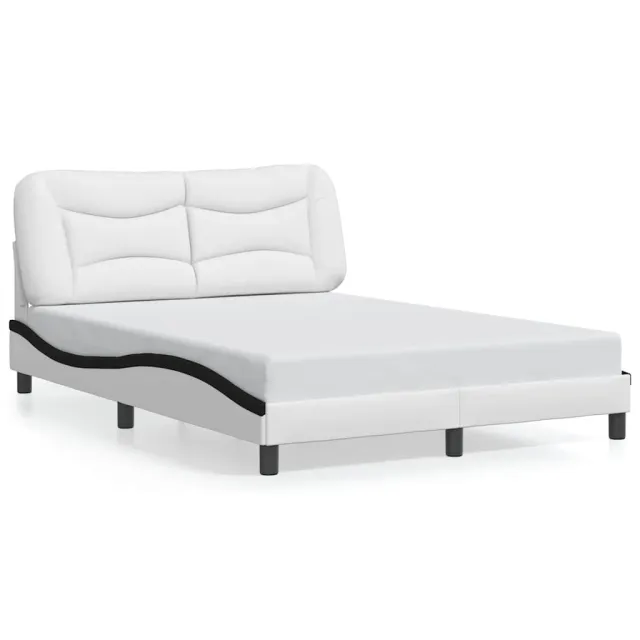 Cadre de lit sans matelas Hvar blanc et noir 140x190 cm similicuir