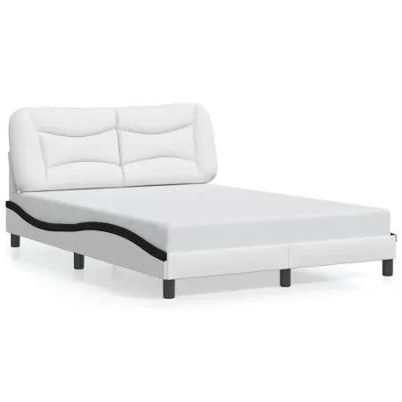 Cadre de lit sans matelas Hvar blanc et noir 140x190 cm similicuir