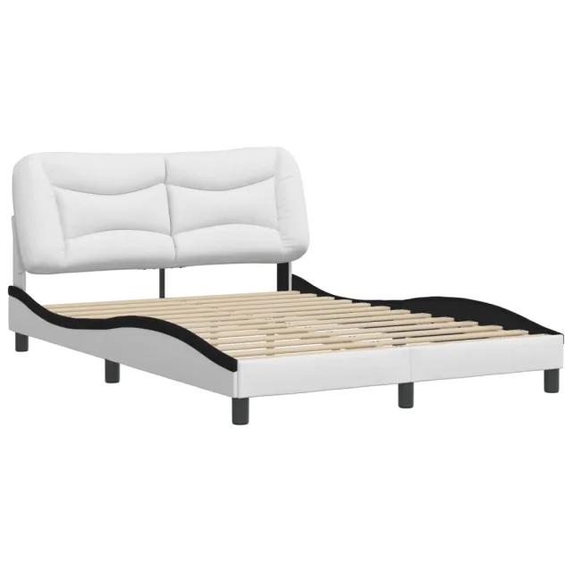 Cadre de lit sans matelas Hvar blanc et noir 140x190 cm similicuir