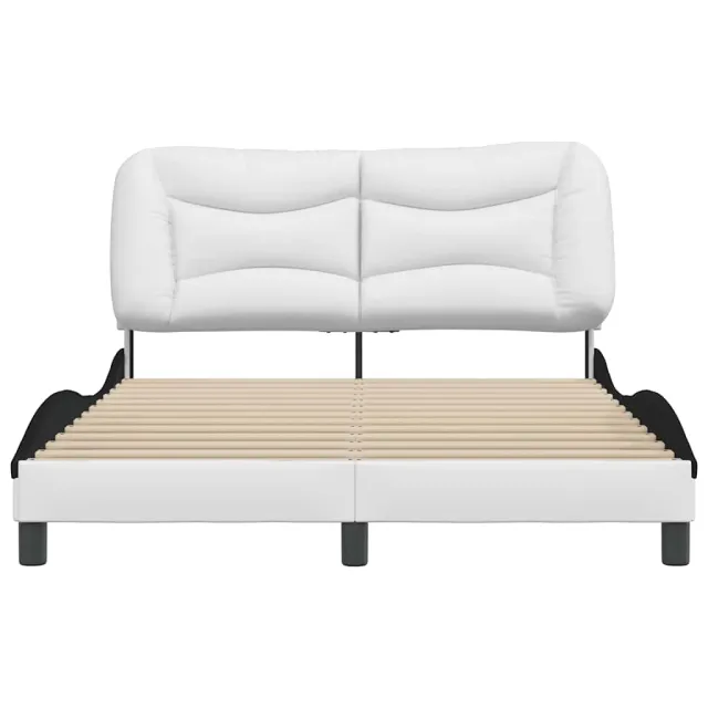 Cadre de lit sans matelas Hvar blanc et noir 140x190 cm similicuir