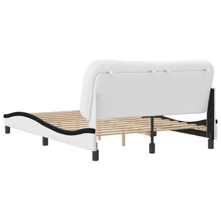 Cadre de lit sans matelas Hvar blanc et noir 140x190 cm similicuir